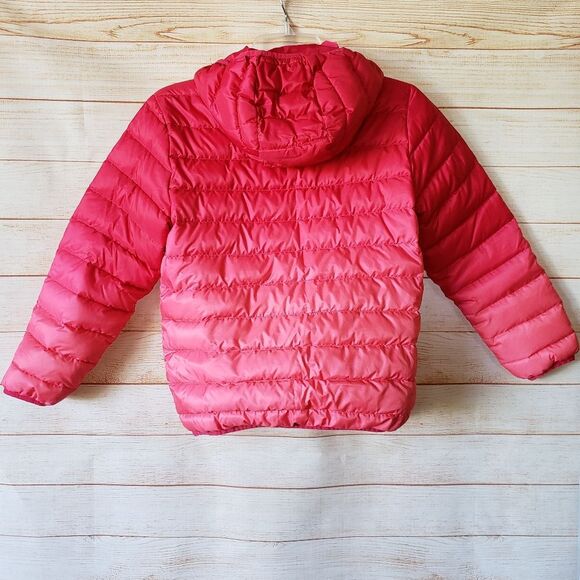 Eddie Bauer Kid's Reversible Quilted Puffer Jacket Hood Winter Snow Medium Pink - Picture 7 of 11